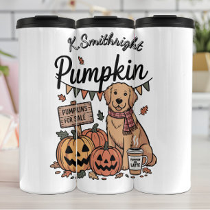 A Dog and Pumpkins for Sale Thermal Tumbler