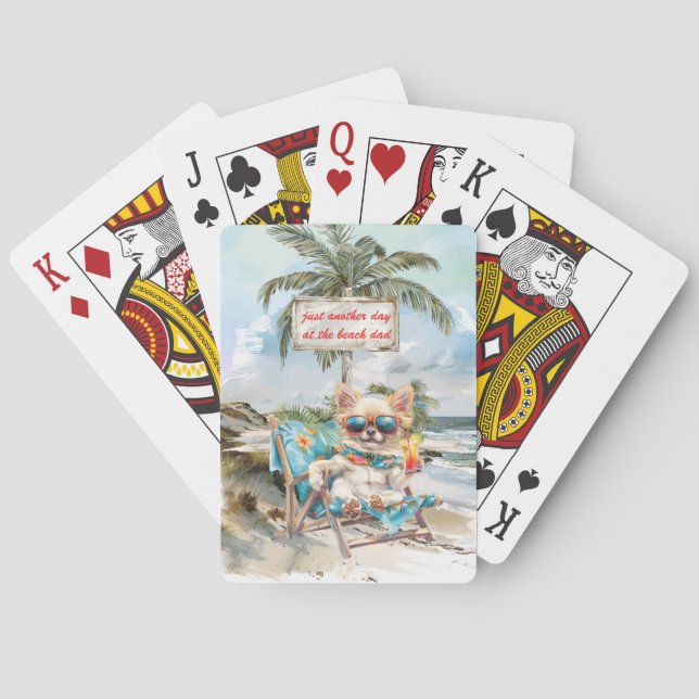 A Dog Day at the Beach Father's Day  Poker Cards (Back)