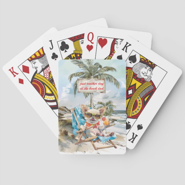 A Dog Day at the Beach Father's Day  Poker Cards (Back)
