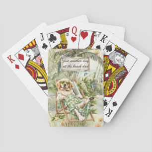 A Dog Day at the Beach Father's Day Poker Cards