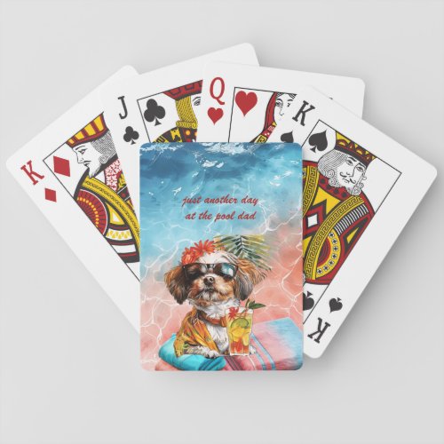 A Dog Day at the Pool Fathers Day  Poker Cards