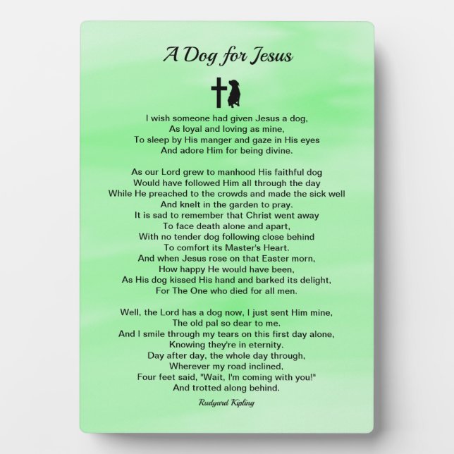 A Dog for Jesus Poem Sympathy Plaque (Front)