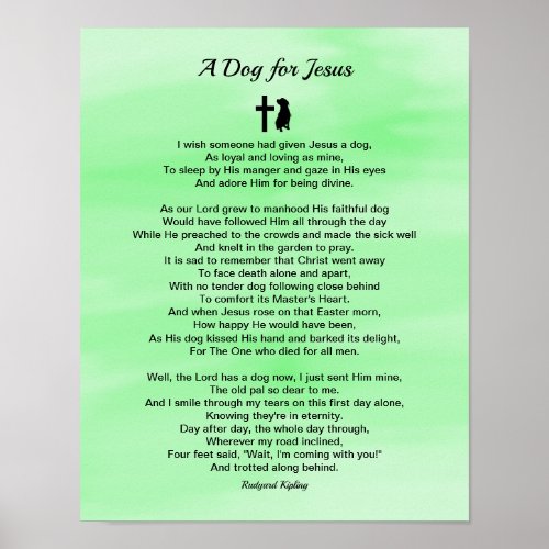 A Dog for Jesus Poem Sympathy Poster