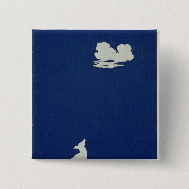 A Dog Howling at the Moon Pinback Button (Front)