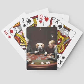A dog playing poker poker cards