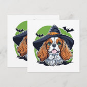 A dog wearing a witches hat with bats (Front/Back)
