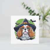 A dog wearing a witches hat with bats (Standing Front)