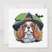 A dog wearing a witches hat with bats (Back)