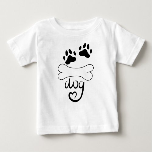 A Dogs Paw with the Inscription Dog and a Bone Baby T_Shirt