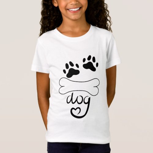 A Dogs Paw with the Inscription Dog and a Bone T_Shirt