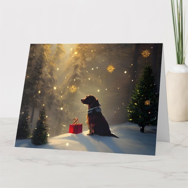 A Dog's Winter Light Greeting Christmas Card (Front)