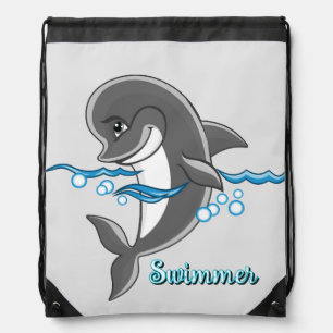 A Dolphin In Water Drawstring Bag