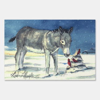 A Donkey for Christmas Small Yard Sign