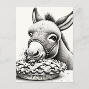 A Donkey Steals Pie Postcard