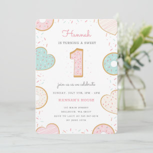 A Donut One Birthday party invitation pink