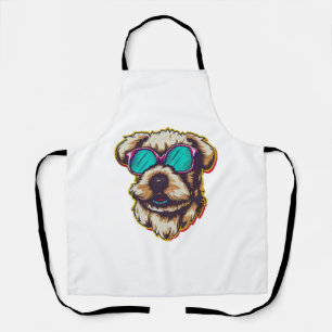 A DORABLE D O G WITH SUN GLASSES  APRON