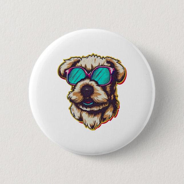 A DORABLE D O G WITH SUN GLASSES   BUTTON (Front)