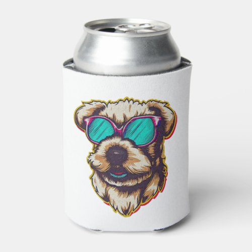 A DORABLE D O G WITH SUN GLASSES   CAN COOLER