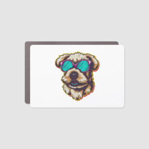 A DORABLE D O G WITH SUN GLASSES CAR MAGNET