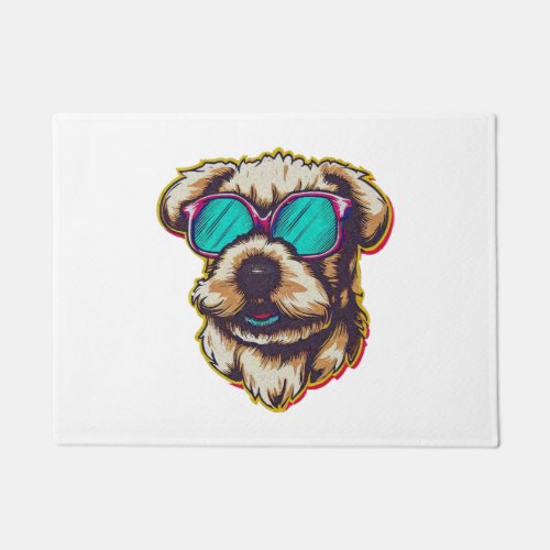 A DORABLE D O G WITH SUN GLASSES   DOORMAT