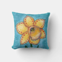 A Dotty Daffodil Throw Pillow