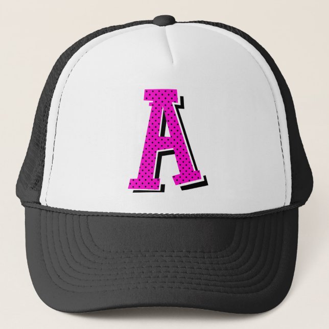 "A" Dotty Monogramed Trucker Hat (Front)