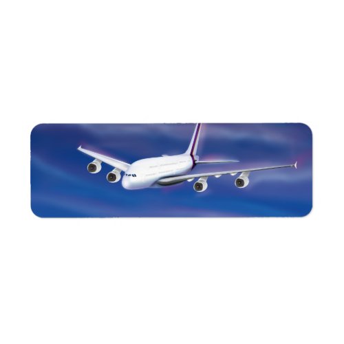 A Double Decker Commercial Airplane Label
