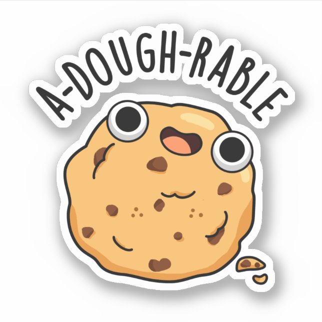 A-dough-rable Funny Cookie Pun  Sticker (Front)