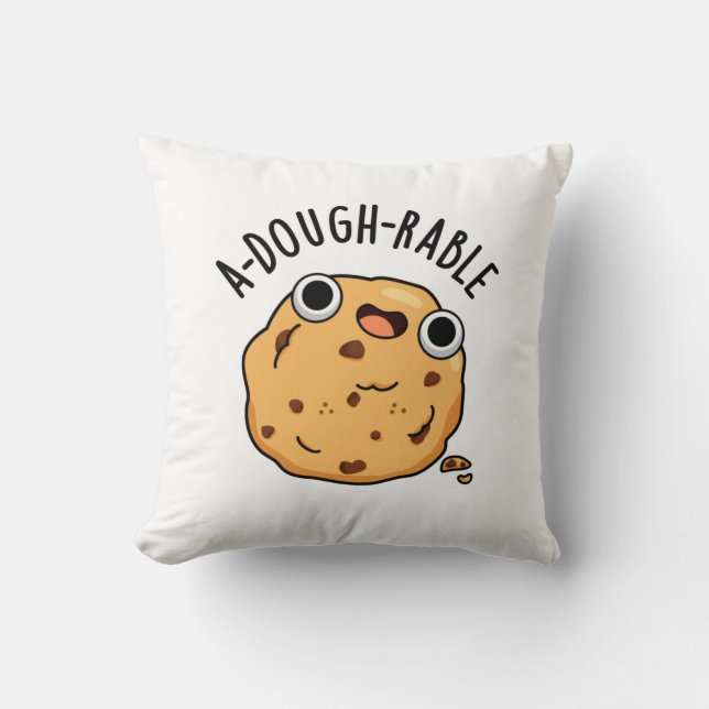 A-dough-rable Funny Cookie Pun  Throw Pillow (Front)