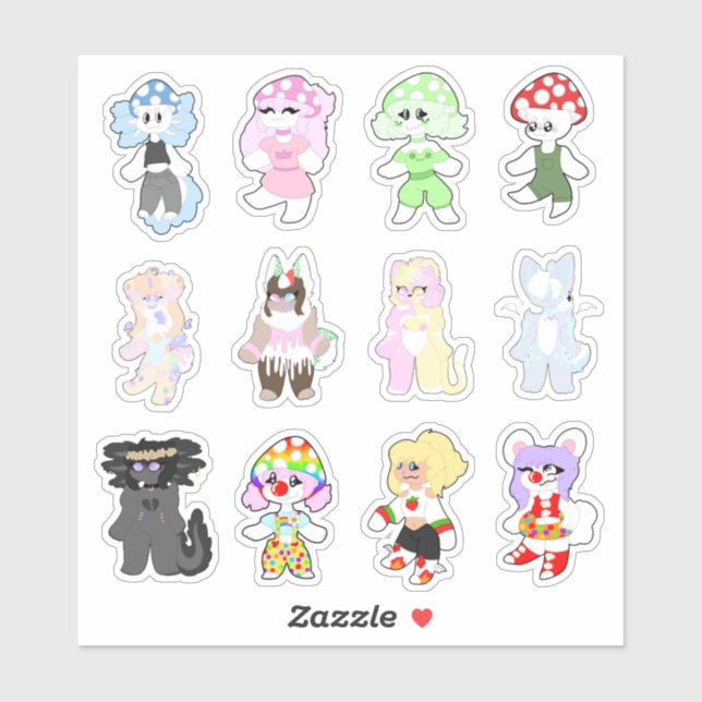 A Dozen Adorable Characters Stickers (Sheet)