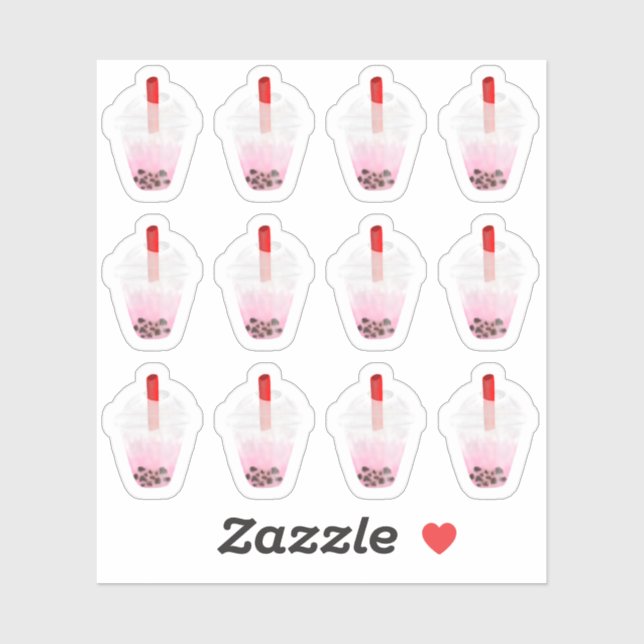 A Dozen Boba Tea Die Cut Stickers (Sheet)
