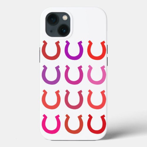 A dozen lucky horseshoes in pink purple mauve red iPhone 13 case