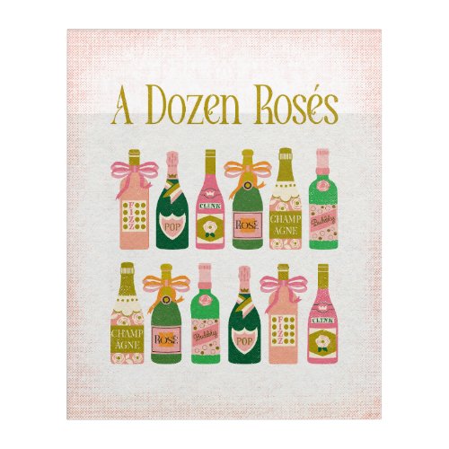 A Dozen Ross Pink Champagne Bottles Wine Bar  Acrylic Print