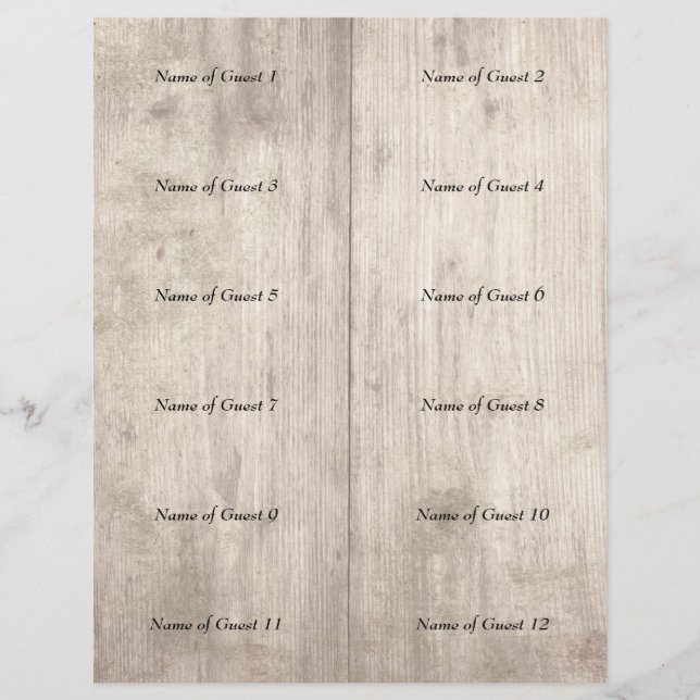 A draft setup for 12 "cuttable" place cards V&C (Front)