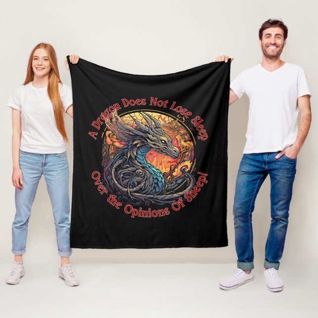 A Dragon Does Not Lose Sleep Over Opinions Sheep Fleece Blanket (In Situ)