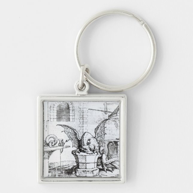 A Dragon in a Workshop Keychain (Front)