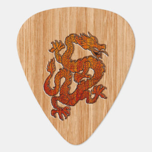 A Dragon in oriental Bamboo Guitar Pick