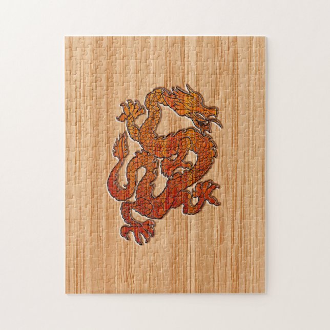 A Dragon in oriental Bamboo Jigsaw Puzzle (Vertical)