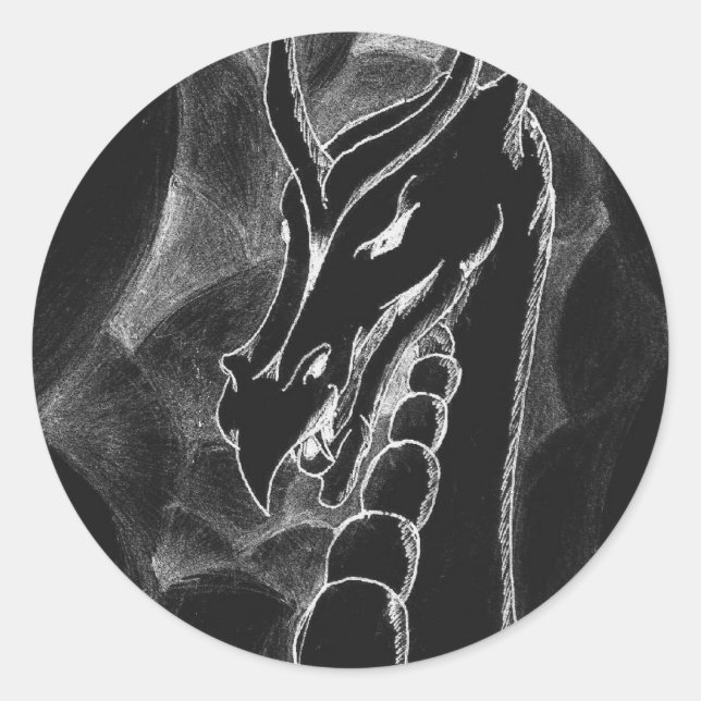 A dragon in smoke (black) classic round sticker (Front)