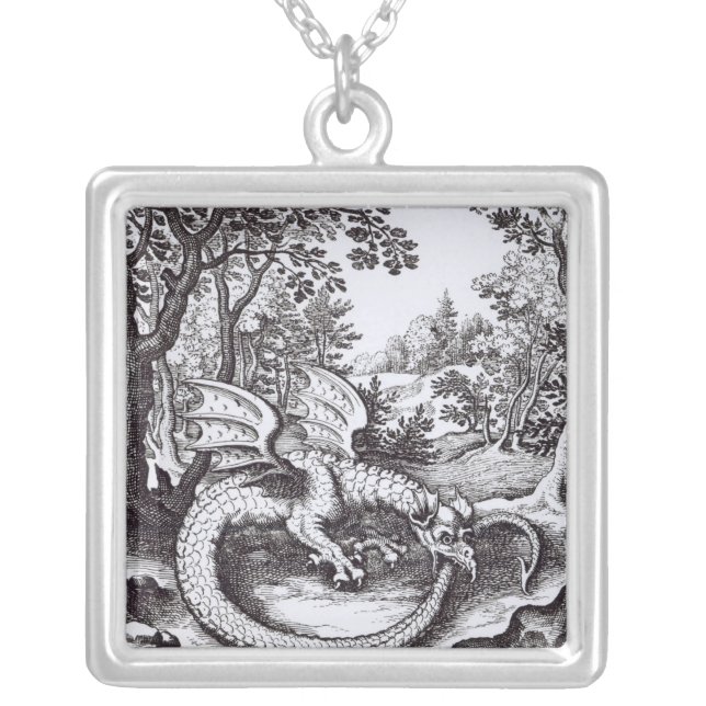 A Dragon in the Forest Silver Plated Necklace (Front)
