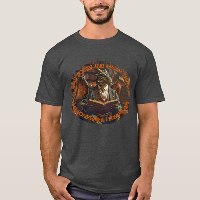 A dragon reading for learning and enjoyment. T-Shirt (Front)