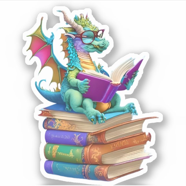 A Dragon Reading Sticker (Front)