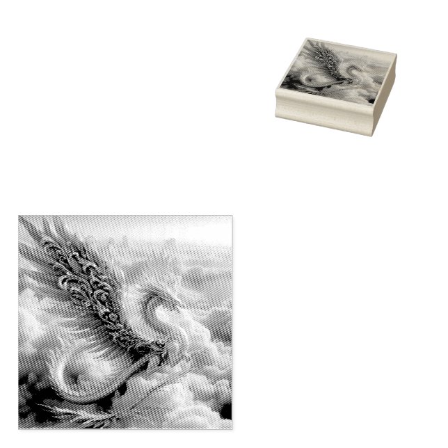 A Dragon Surrounded by Clouds  Rubber Stamp (Stamped)