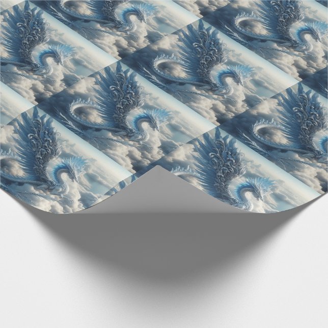 A Dragon Surrounded by Clouds  Wrapping Paper (Corner)
