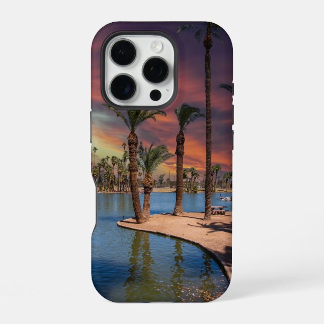 a dramatic sunset at Encanto Park iPhone Case (Back)
