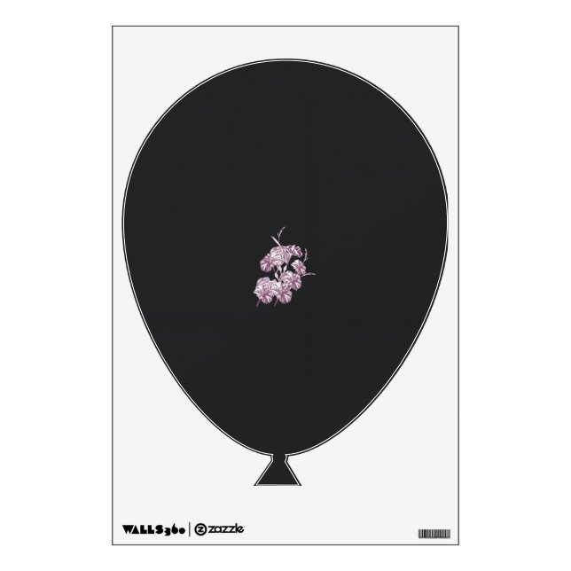 a drawing of a plant with purple flowers wall decal (Front)