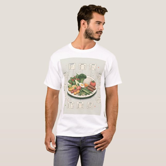 a drawing of a plate of vegetables calendar T-Shirt (Front Full)