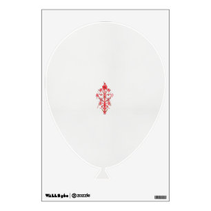 a drawing of a red flower and leaves on a white ba wall decal
