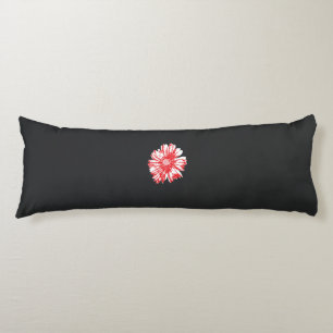 a drawing of a red flower on a white background body pillow