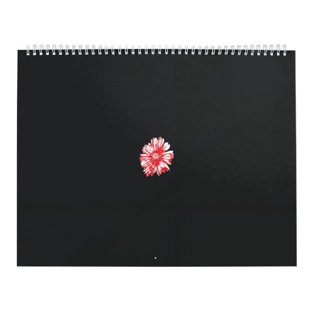 a drawing of a red flower on a white background calendar (Cover)